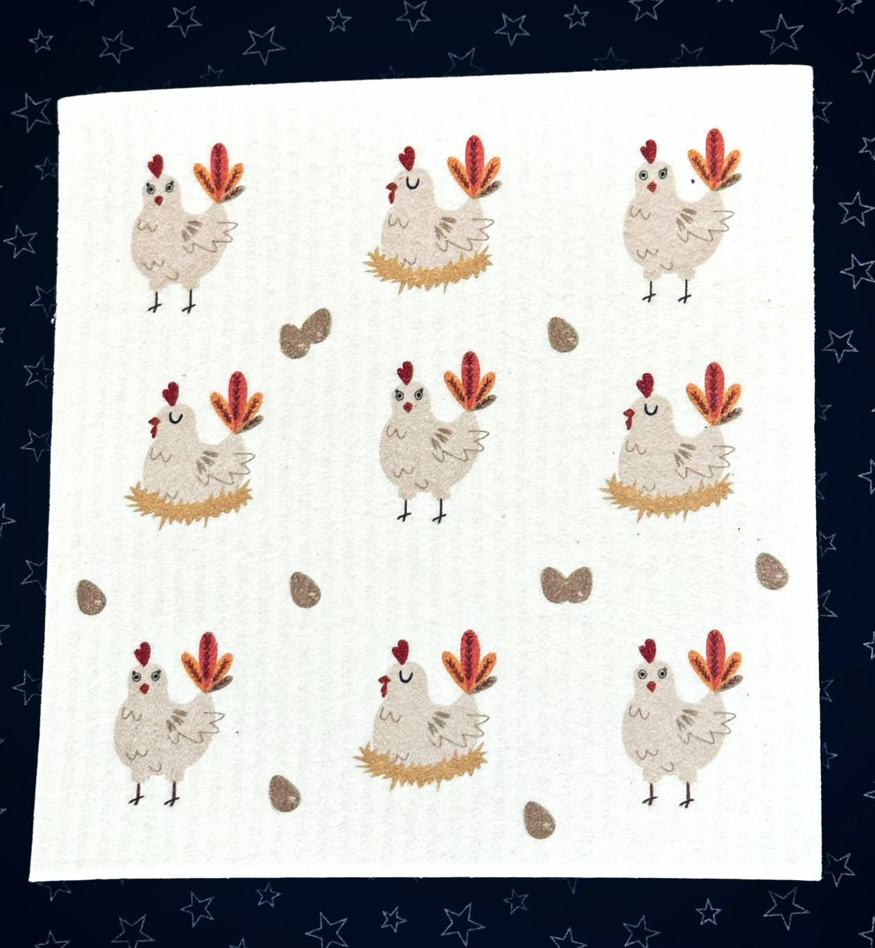 9 Little Hens - Swedish Dishcloth