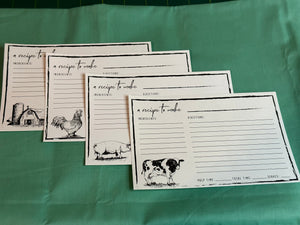 Farm Themed Recipe Cards - Set of 4