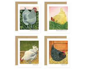 Daphne Confar - Chickens, Set of 8 Notecards, Blank Inside