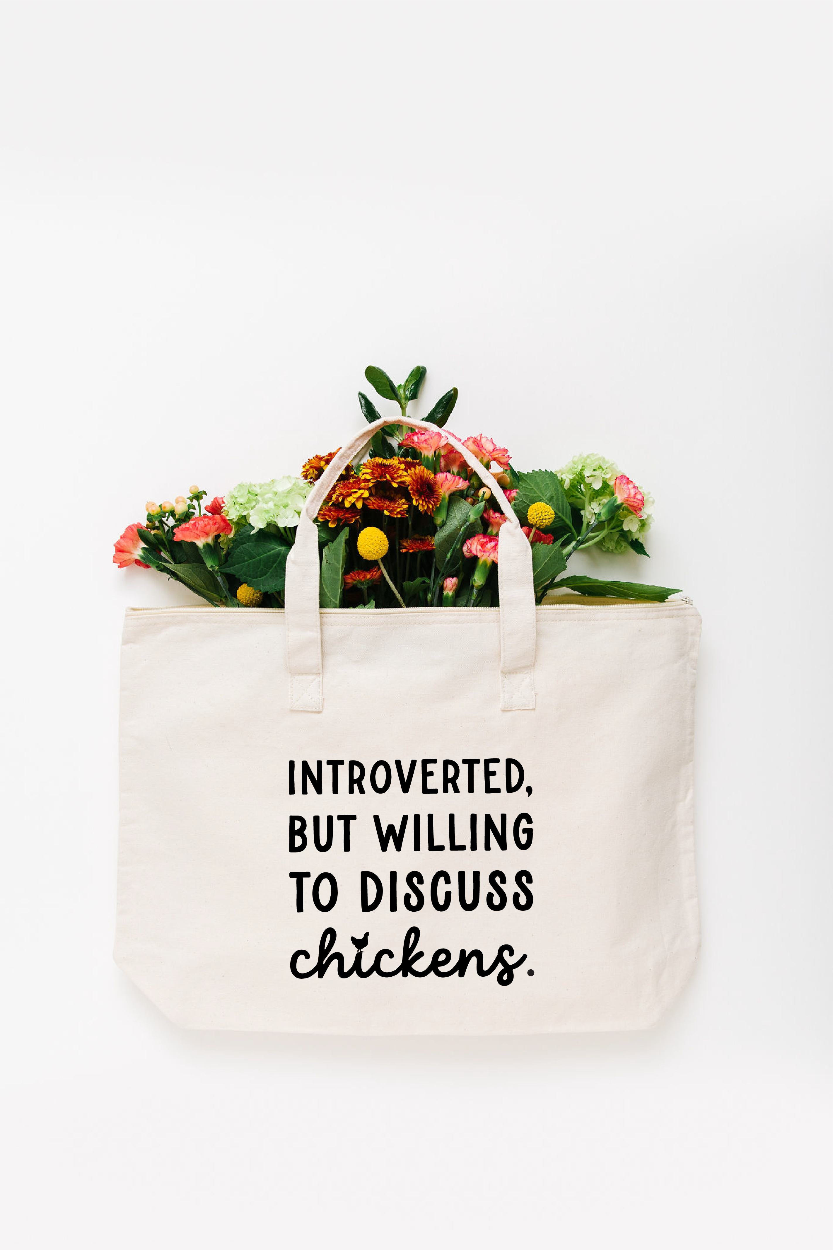 Introverted But Willing to Discuss Chickens Tote Bag - Large